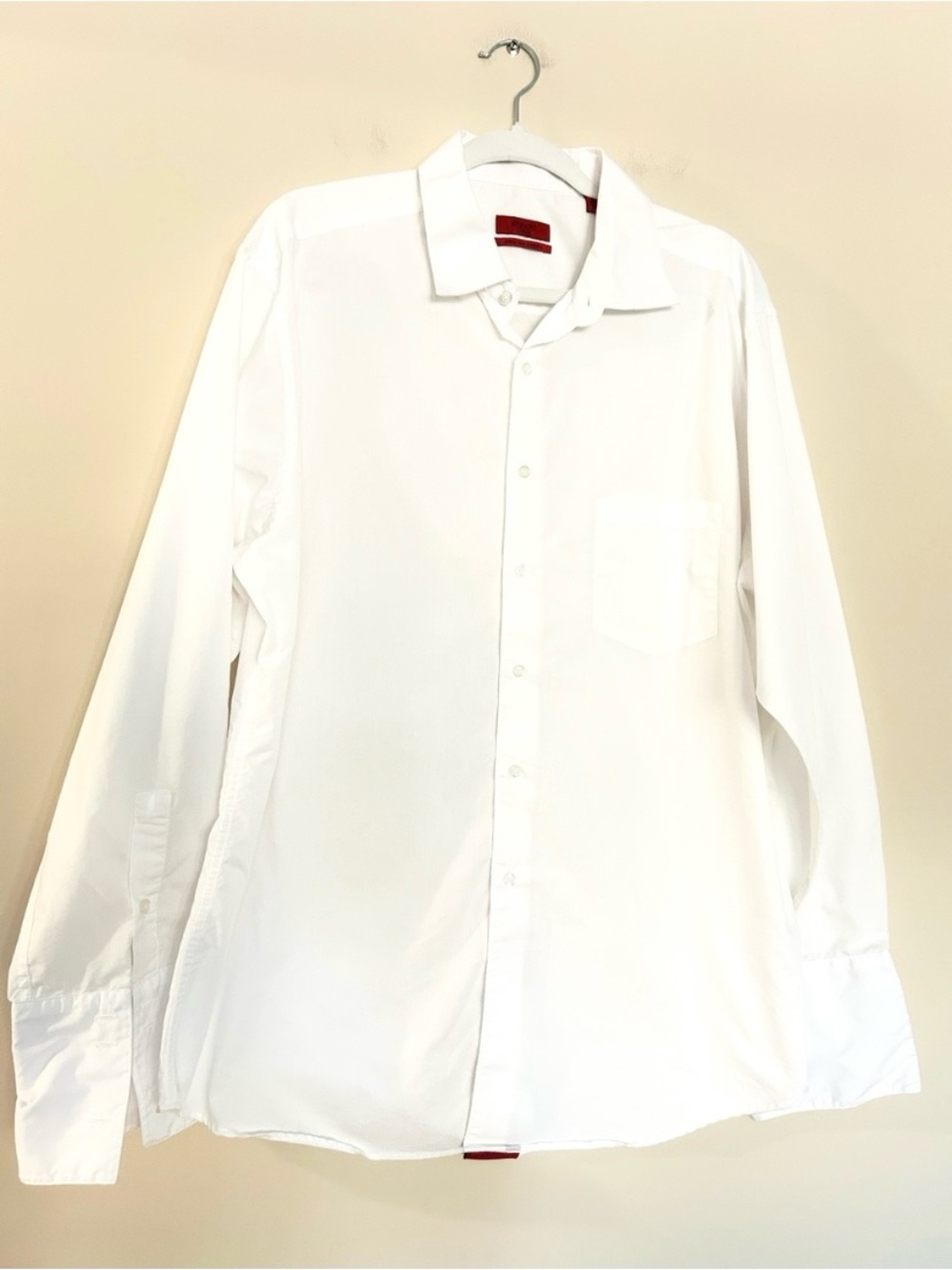 Alfani Fitted Men's White Long-Sleeve Tuxedo Button-Up Dress Shirt Chest Pocket